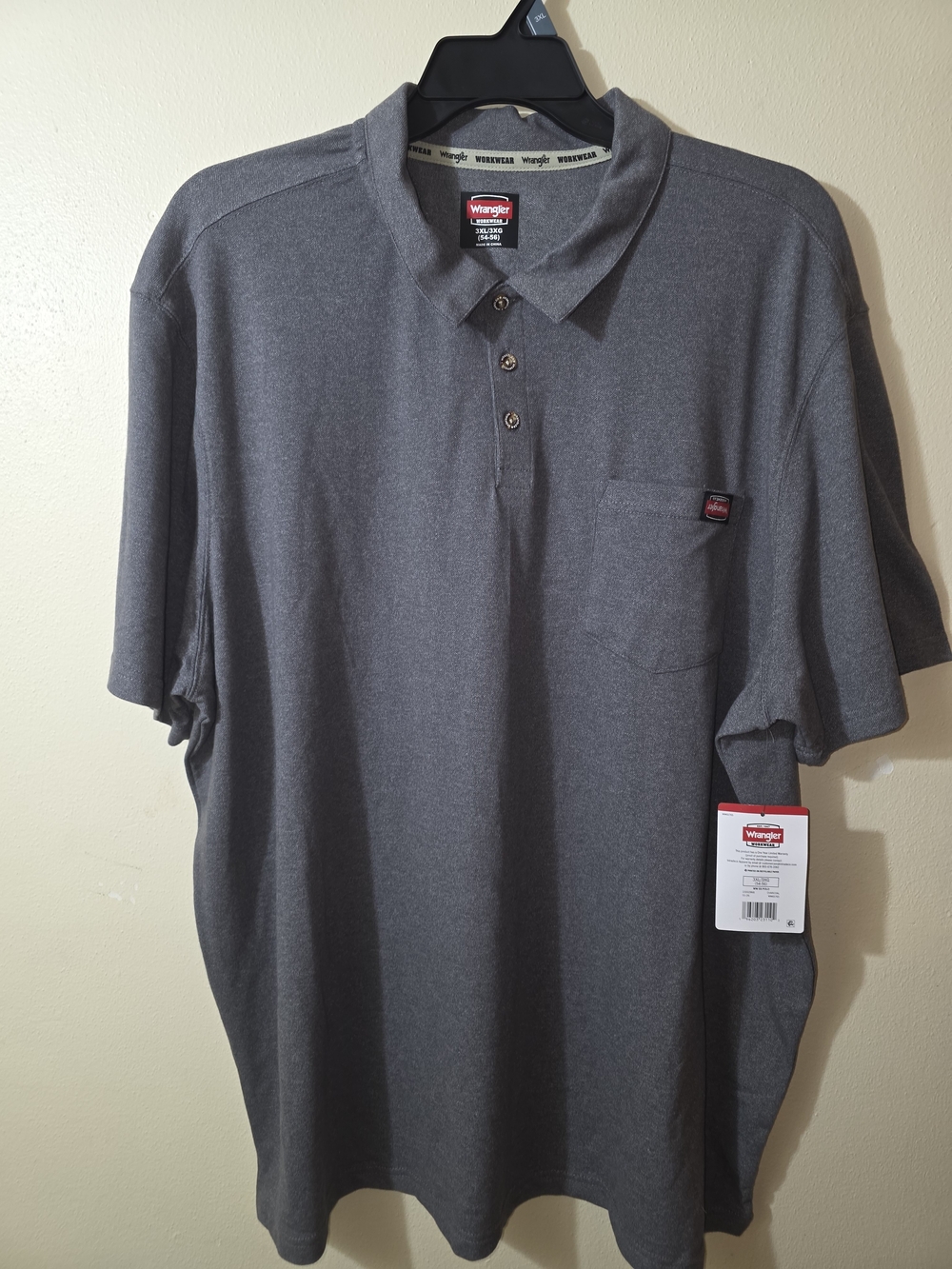 Wrangler Men's Gray Polo Shirt with Chest Pocket